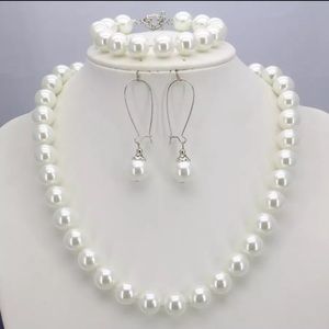 Jumbo White Pearl Necklace 12mm Beads Set or One Piece